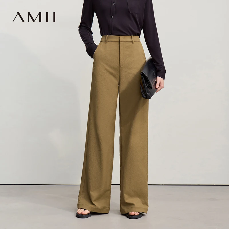 

Amii Minimalism Women's Pants 2026 Spring New Office Lady Versatile Wide Leg Woman Trousers Solid Casual Loose Pants 12651006