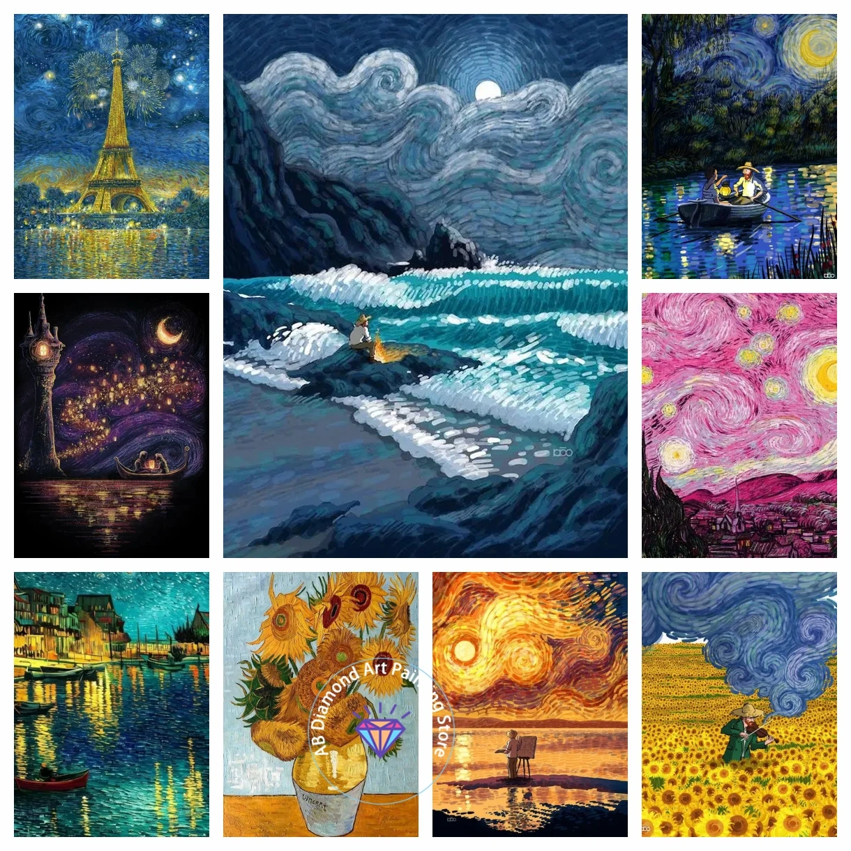 

Vincent Van Gogh Oil Painting Starry Night Sunflower AB Diamond Painting Kit DIY Stitch Handmade Art Gift Crafts Home Decor Gift