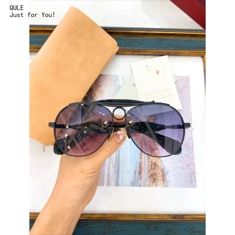 Retro Texture Metal Gold Circular Decoration Aviator Sunglasses for Men and Women Outdoor Uv400 Personality Fashion SUNGLASSES