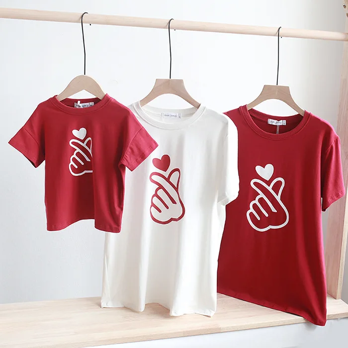Family Funny Lover Tee Shirts Summer Baby Bodysuit Parent-child Clothes Mother Father and Daughter Son Kid Short Sleeve T Shirts