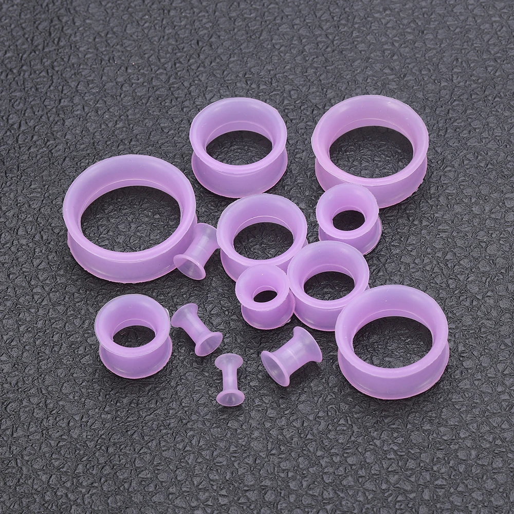 AOEDEJ 1 paio Silicone flessibile tappi per le orecchie sottili Tunnel 12 colori doppio svasato Expander Piercing gioielli orecchino in Silicone