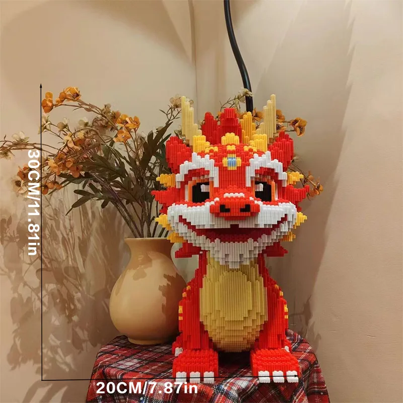 مجموعة تجميع ثلاثية الأبعاد للتنين الصيني الأحمر مكونة من 8150 قطعة، هدية مثالية للعطلات وعرض موسمي - مناسبة لعيد الهالوين وعيد الشكر، #1