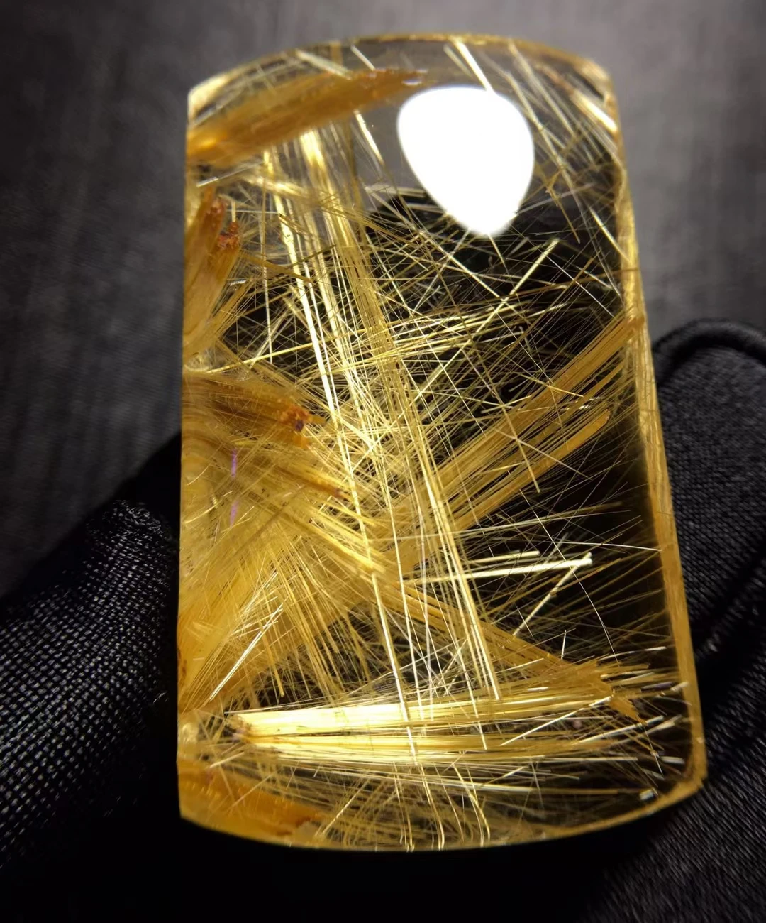 Natural Gold Rutilated Quartz Rectangle Pendant Rutilated Quartz Jewelry 43.2*26.6*13.3mm Men Women Brazil AAAAAAA