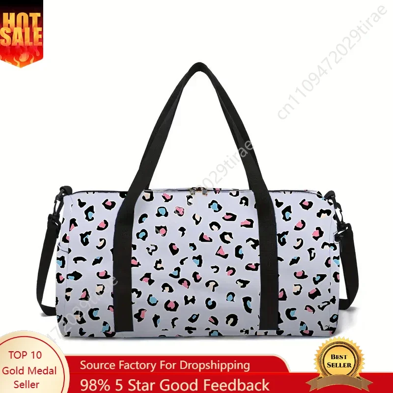 Leopard Spot Large Capacity Luggage Bag For Boy/Girl Children Best Gift 2D Flat Cartoon Leisure Travel Duffels Bag Fitness Bag