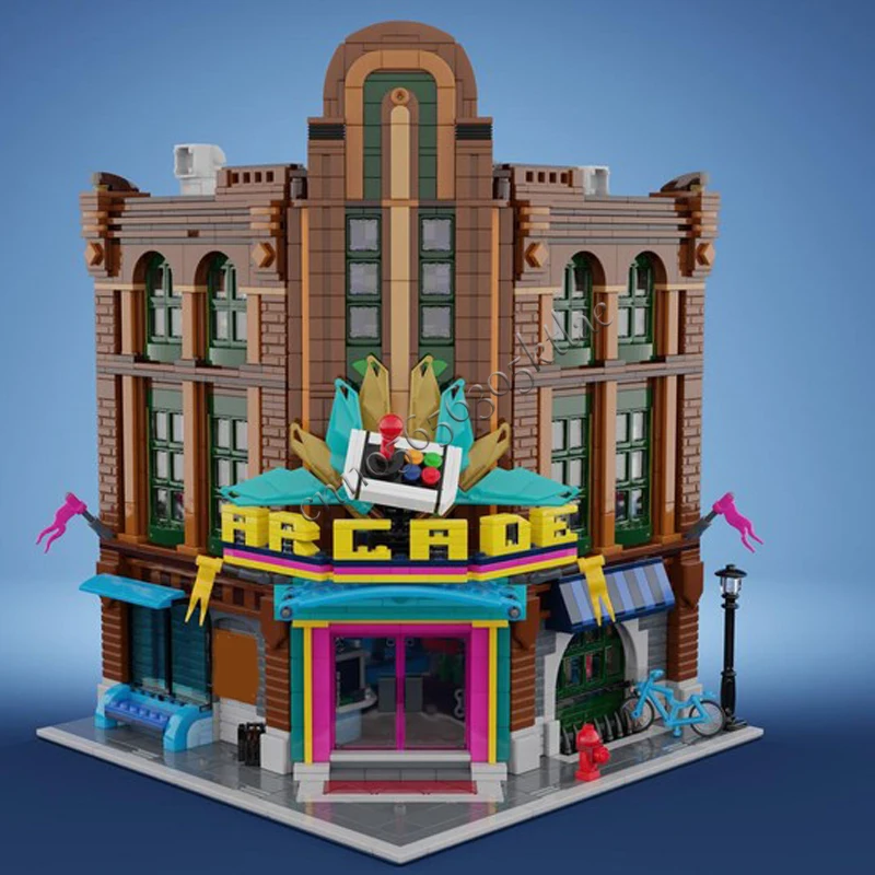 3345ピース MOC シティ レトロアーケード モジュール式ストリートビュー モデルビルディングブロック 積み木 クリエイティブ キッズ DIY 教育玩具 ギフト