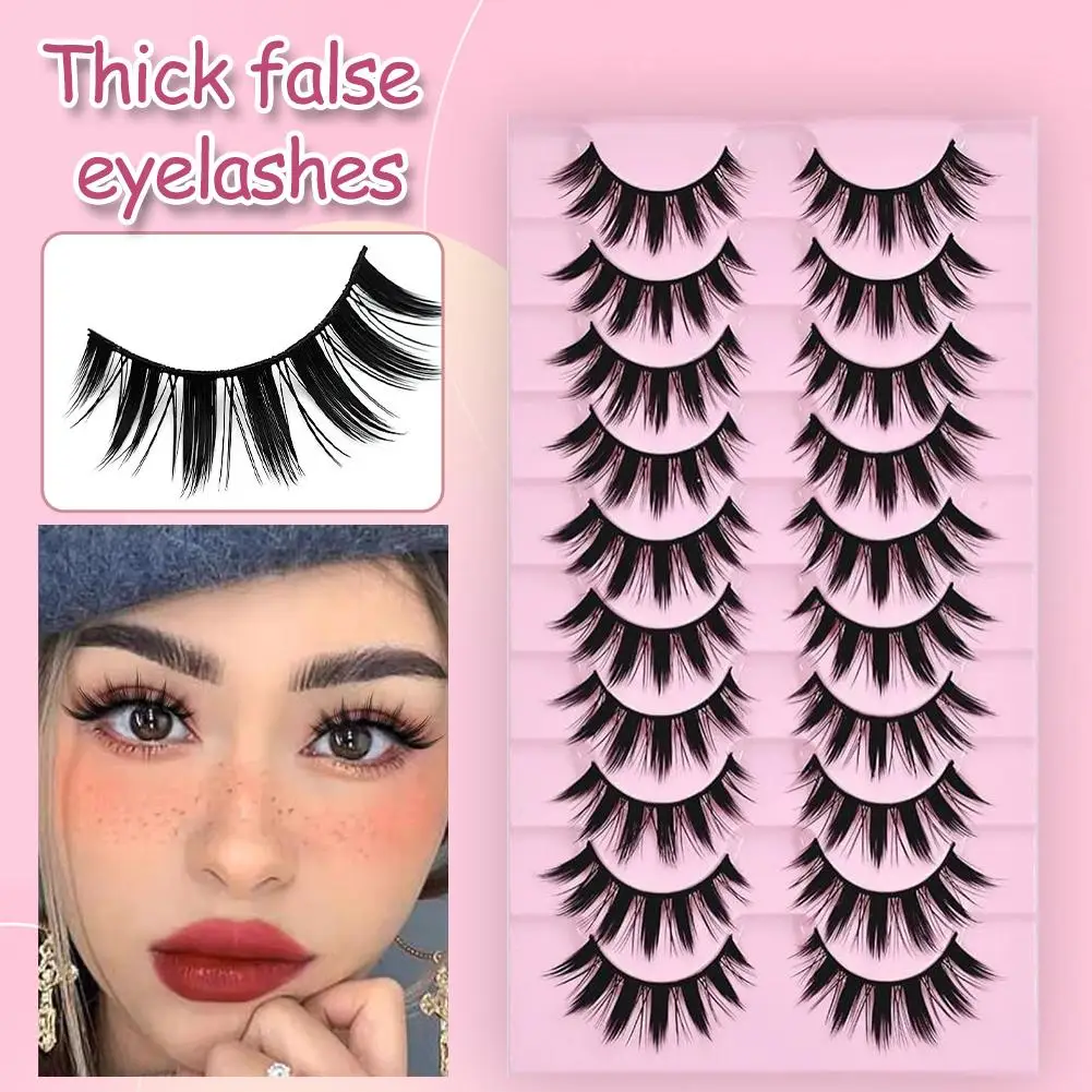 Grote Capaciteit 10 Pairs Dikke Valse Wimpers Dramatische Uitbreiding Faux Wimper 3D Cosmetica Nep Nertsen Cils Make Dikke Lash G8C0