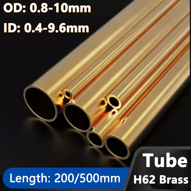 1pcs ID 0.4mm - 9.6mm Brass Tube OD 0.8mm - 10mm Length 200/500mm Seamless Round Pipe Tubing Hollow Copper Bushing Sleeve