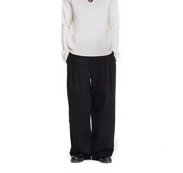 No faith three-dimensional pleated slub texture loose baggy texture three-dimensional casual pants