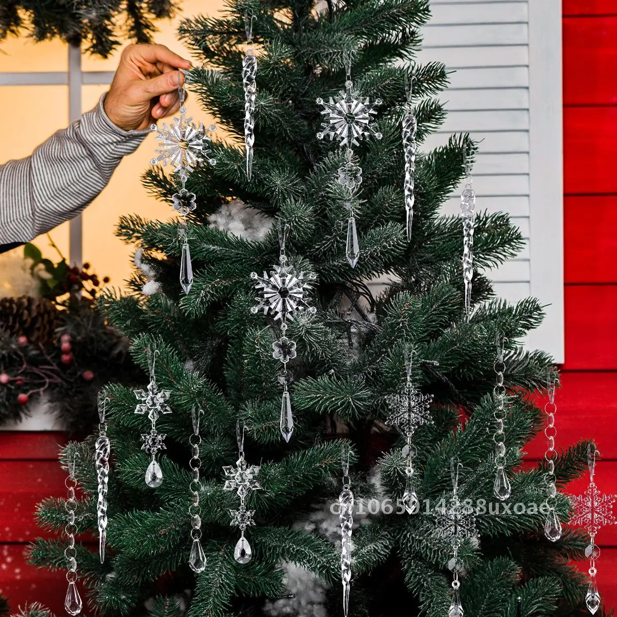 

Acrylic Snow Ice Cone Pendant Transparent Christmas Tree Decorations 18pcs/Set DIY Party Festival Ornaments