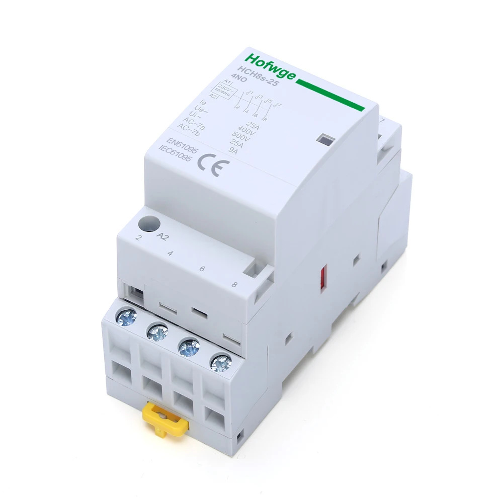 HCH8s-25 Modular Contactor 4P 16A 20A 25A 4NO 4NC or 2NO2NC 3NO1NC 24V 110V  220V Automatic Household Contactor Din Rail Type