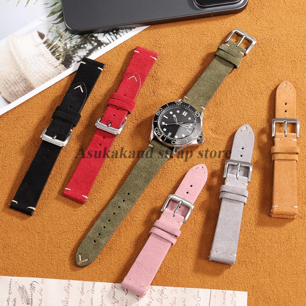 14mm 16mm 18mm 19mm 21mm 20mm 22mm Straps Suede Watch Bands Quick Release Soft Calfskin Watchstrap Universal Women Men Bracelets image 6