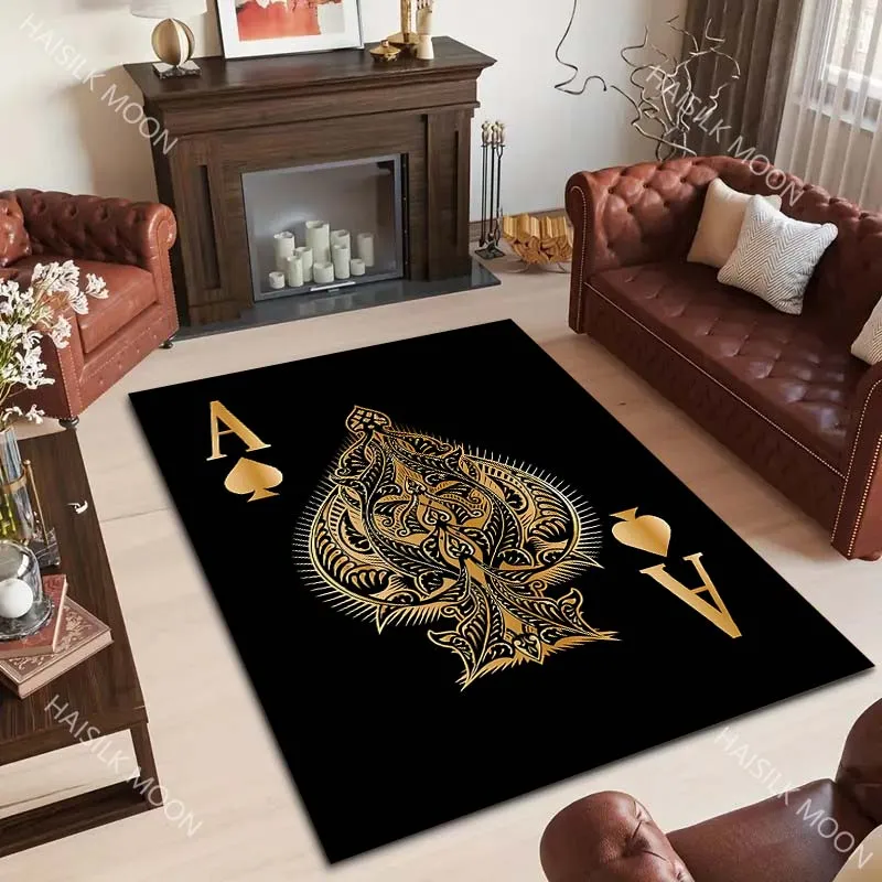 New Product！Black Ace of Spades Pattern Carpet for Living Room Bedroom Sofa Home Decor Non-slip Floor Mat Luxury Gift