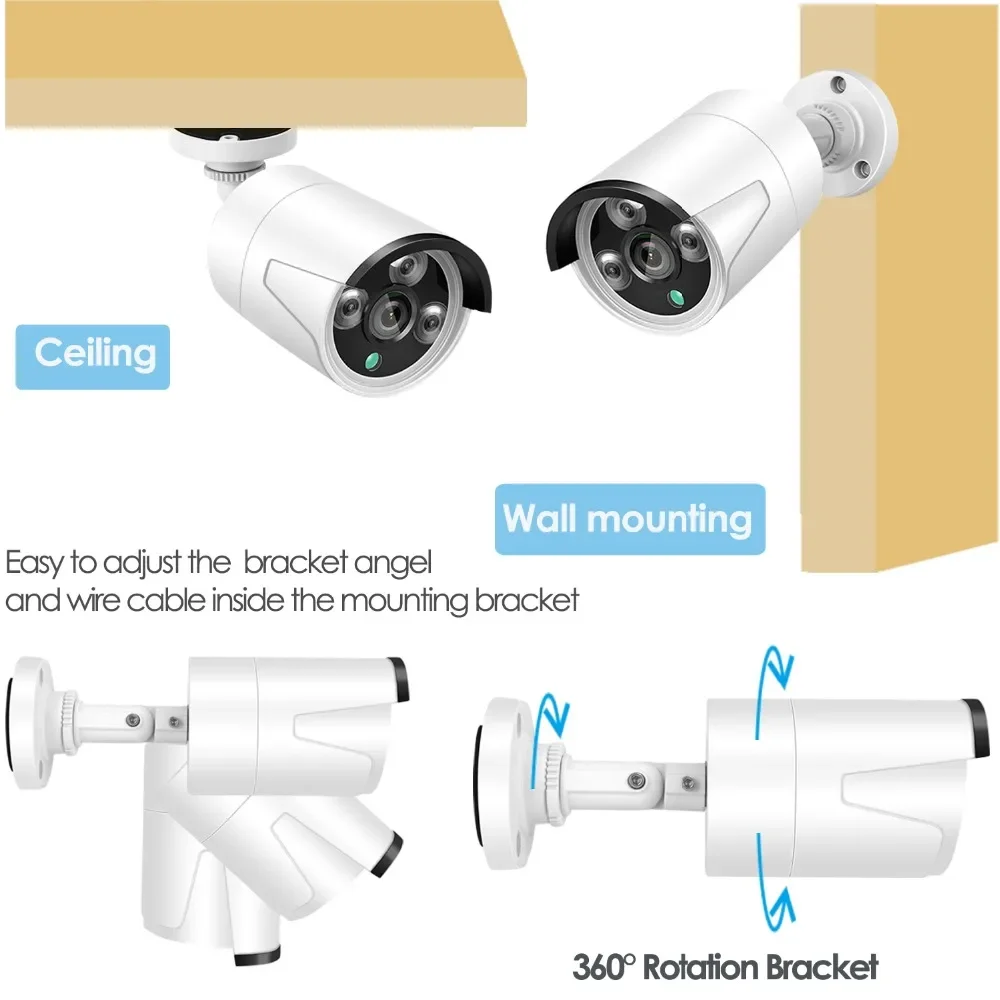 Sistema de cámaras de seguridad para el hogar PoE de 8 canales y 2MP, 8 Uds., conjunto de cámaras IP PoE para exteriores con cable de 2MP, Kit Nvr Tuya Poe de 1080p