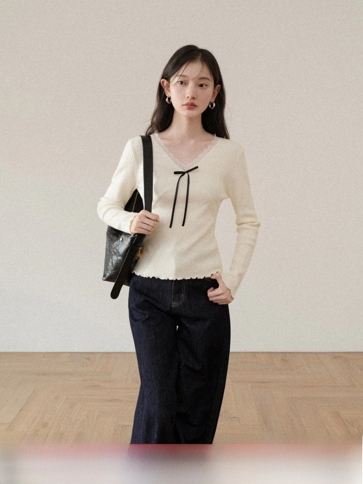 

Теплый вязаный свитер из флиса для женщин, свободный крой, V-образный вырез, зимний топ, повседневный, с длинными рукавами, мягкий, из смесового полиэстера