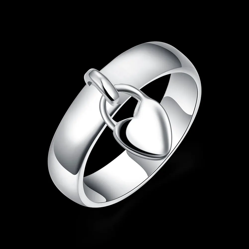 925 Sterling Silver heart lock Couple ring size 6/7/8/9/10 Fashion LOVE Wedding Party Girl Valentine's Day gifts fine Jewelry