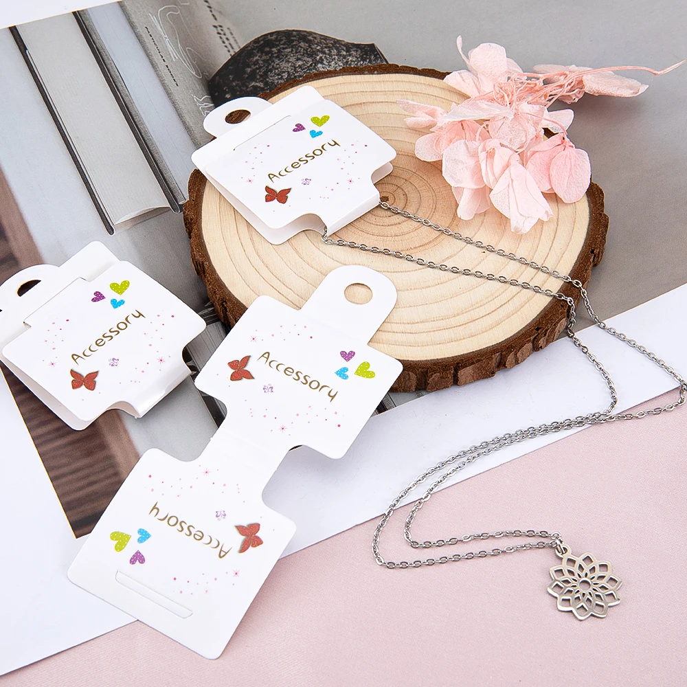 50pcs Jewelry Display Card Price Tag Foldable Paper Card for DIY Necklace Bracelet Headband Hairband Hanging Card Retail Lable