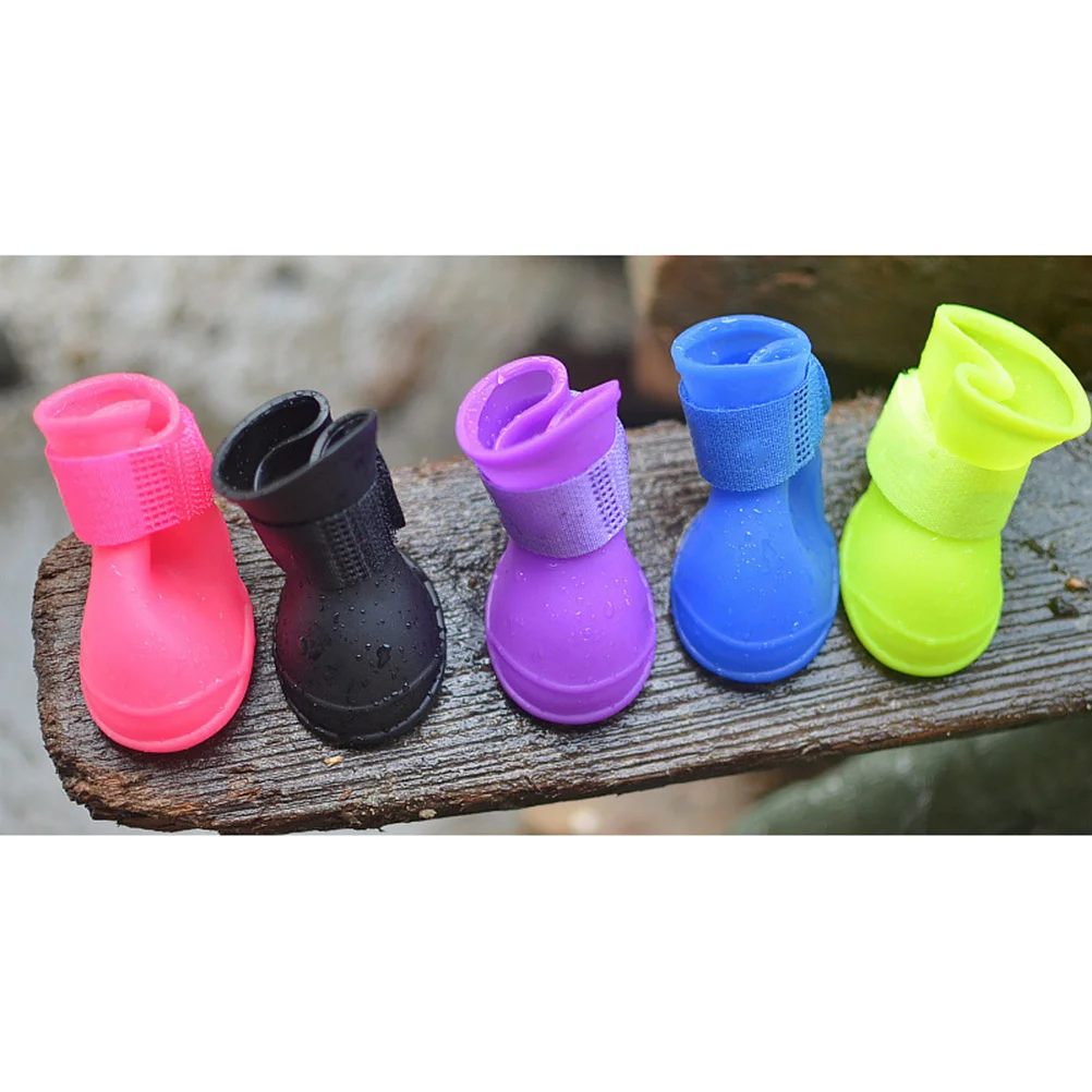 

Pet Dog Puppy Rain Shoes Candy Colors Yellow Size M Waterproof Anti-Slip Flexible Rubber Rain Boots Protect Feet Clean