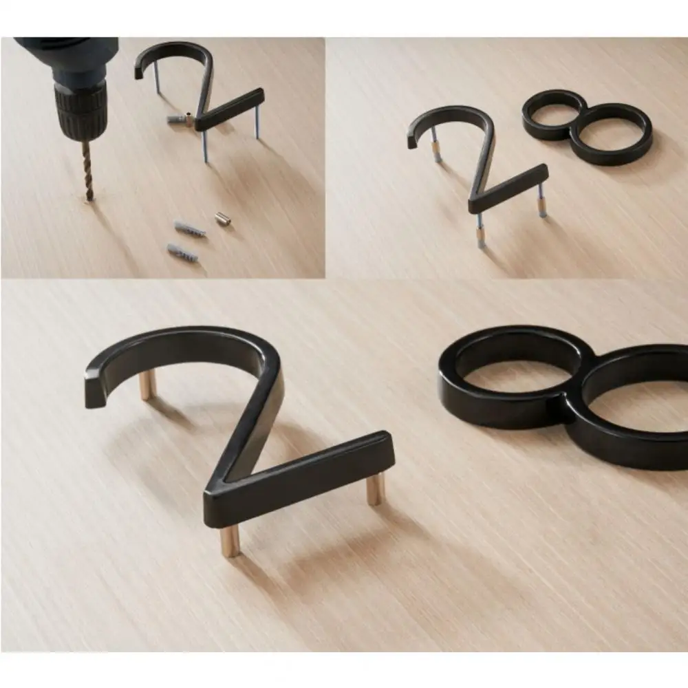 125mm House Numbers Letters Floating Metal Outdoor Address Sign Plate For Yard Door Number Doorplates Modern Mailbox Signs 0-9