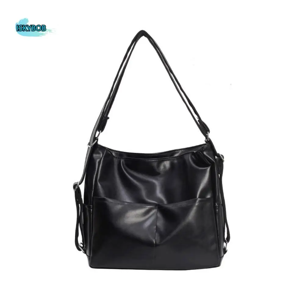 

Simple PU Retro PU Backpack Three uses Shoulder Bag Solid Color Shoulder Bag Handbag Large Capacity Retro Crossbody Bag Students