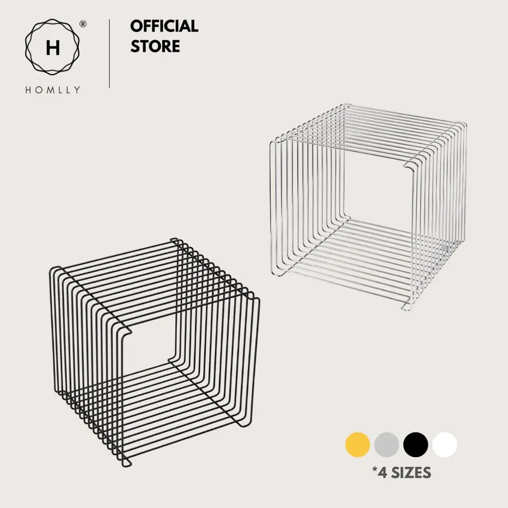 

Homlly Notti Square Wire Side Table Shelf Rack