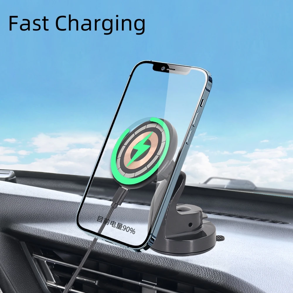 Wireless Charger Car Holder Magnetic Support 15W Fast Charging Stand Mount Silicone Gel Dashboard Phone Holder Magnet