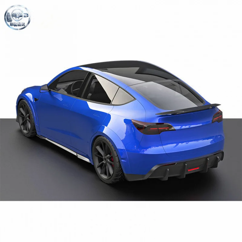 Wide Body Kit for Tesla Model Y Wheel Arches Carbon Fiber Front Lip Side Skirt Rear Diffuser Front Canards Rear Spoiler Facelift