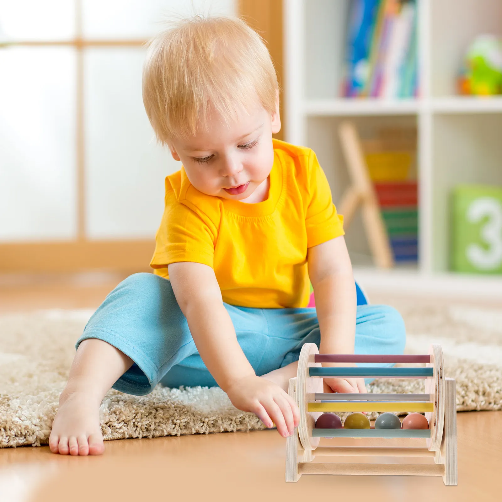 

Wooden Montessori Textile Drum Cognitive Plaything Kids Educational Early Learning Sensory Rolling Drum Kids Sensory Toys