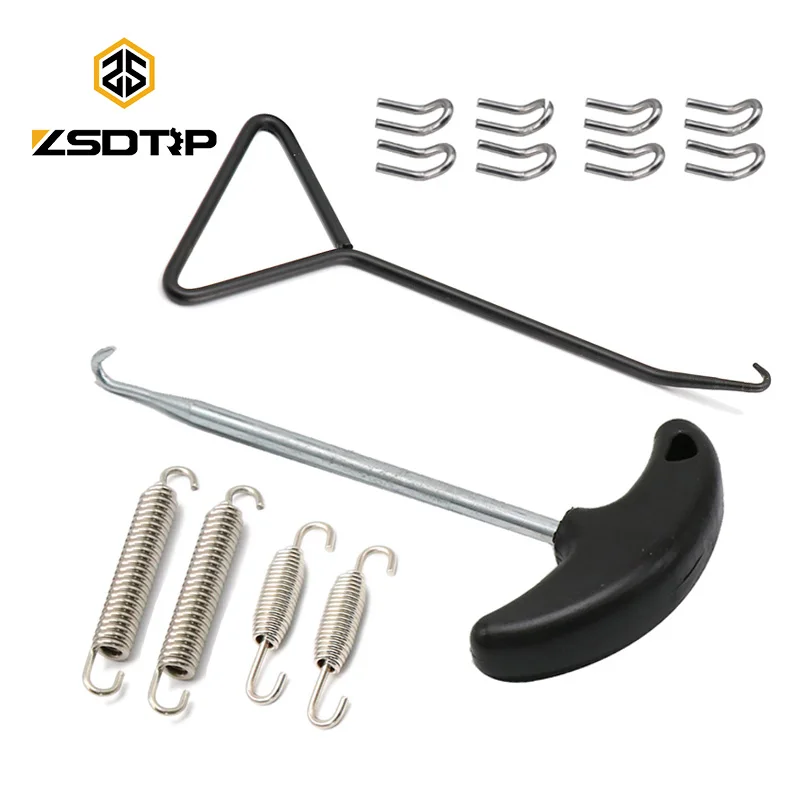 ZSDTRP Universal Motorcycle Exhaust Spring Hooks Stainless Steel Springs Hook Puller Rotatable Metal Springs Kit Set