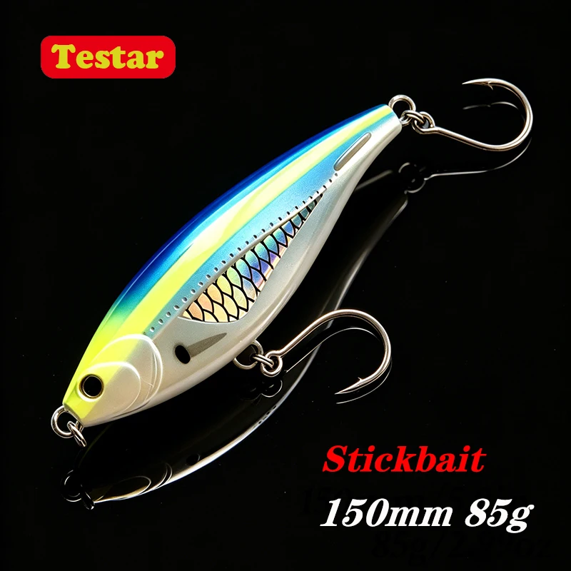 Señuelo de Pesca Testar 150mm 85g UV Sinking Pencil Bait 150S, Señuelo de Arrastre Twitchbait para Agua Salada, Señuelo Láser Japonés Wobbles GT Tuna