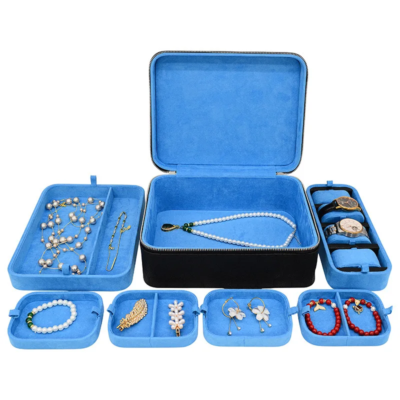 Lederen sieraden opbergdoos grote capaciteit ring ketting opbergdoos draagbare oorbel organisator container damesarmband geval