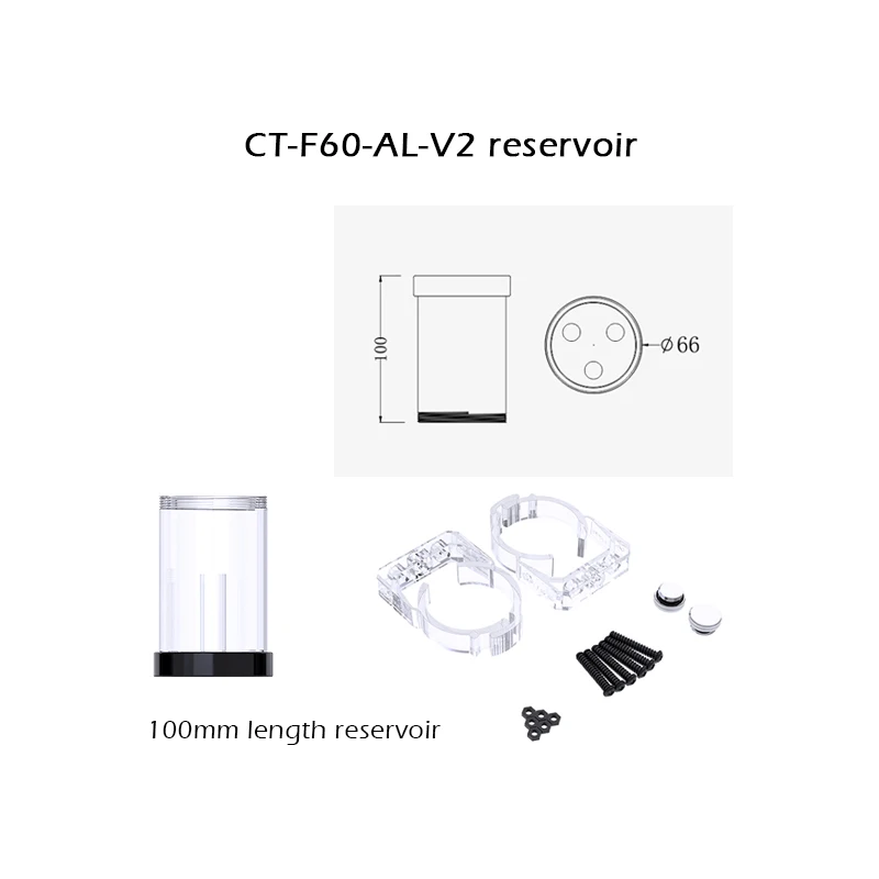 Bykski 100 150 200 mm lengte 60 mm diameter cilinder watertank verlengreservoir voor Bykski pomp verlengkoeler CT-F60-AL-V2