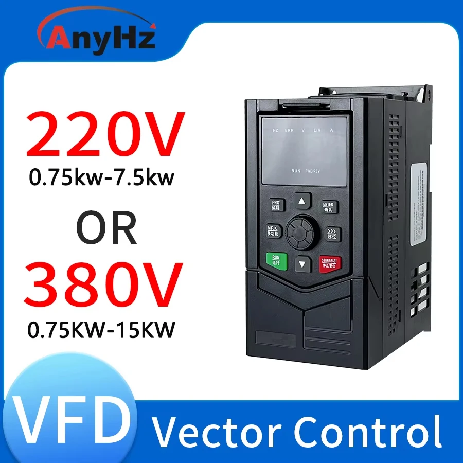 VFD  FrequencyConverter220V380V1.5kW/2.2kW/4kW5.5kw7.45kw 50/60Hz Variable Frequency Drive VFD Controller 3Phase Output mini