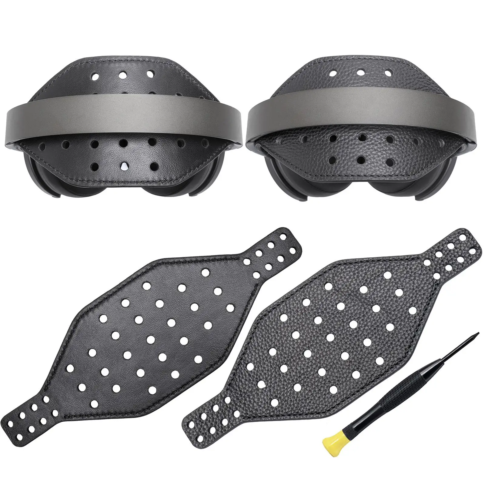 Sangle de bandeau hexagonale super large en cuir véritable pour Audeze Maxwell & MM-100, cuir de bétail et d'agneau réversible Sangle de bandeau hexagonale super large en cuir véritable pour Audeze Maxwell & MM-100, cuir de bétail et d'agneau réversible