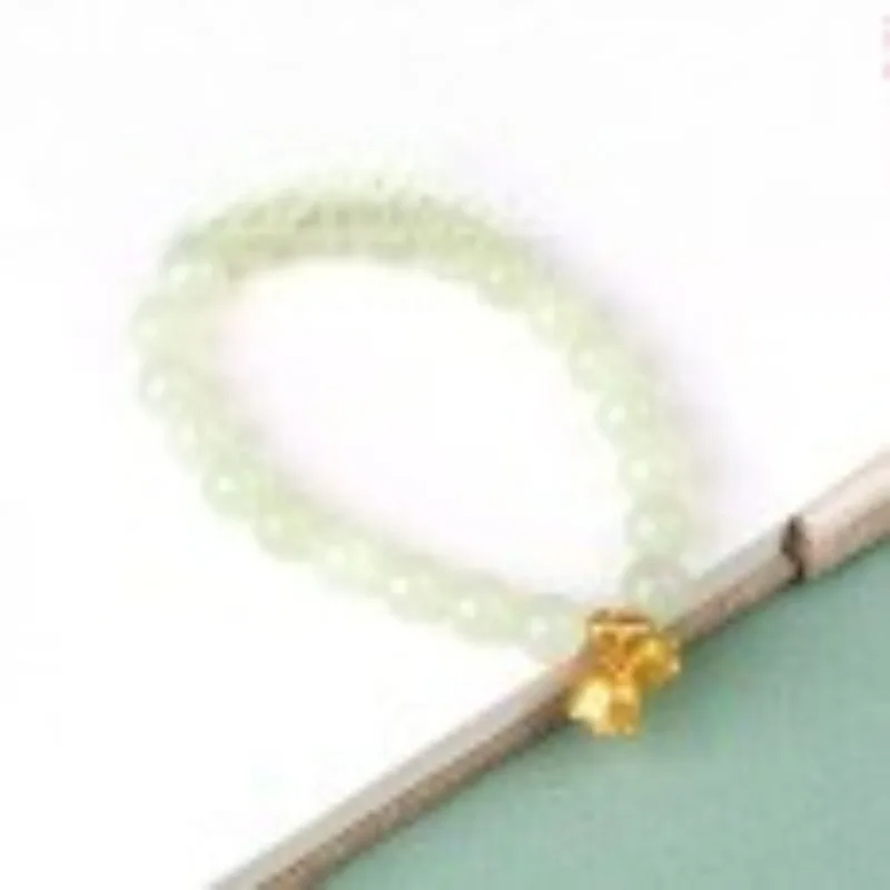 

Hetian jade lily of the valley bracelet jasper round bead bracelet Hetian jade lotus root powder suet white jade water jewelry