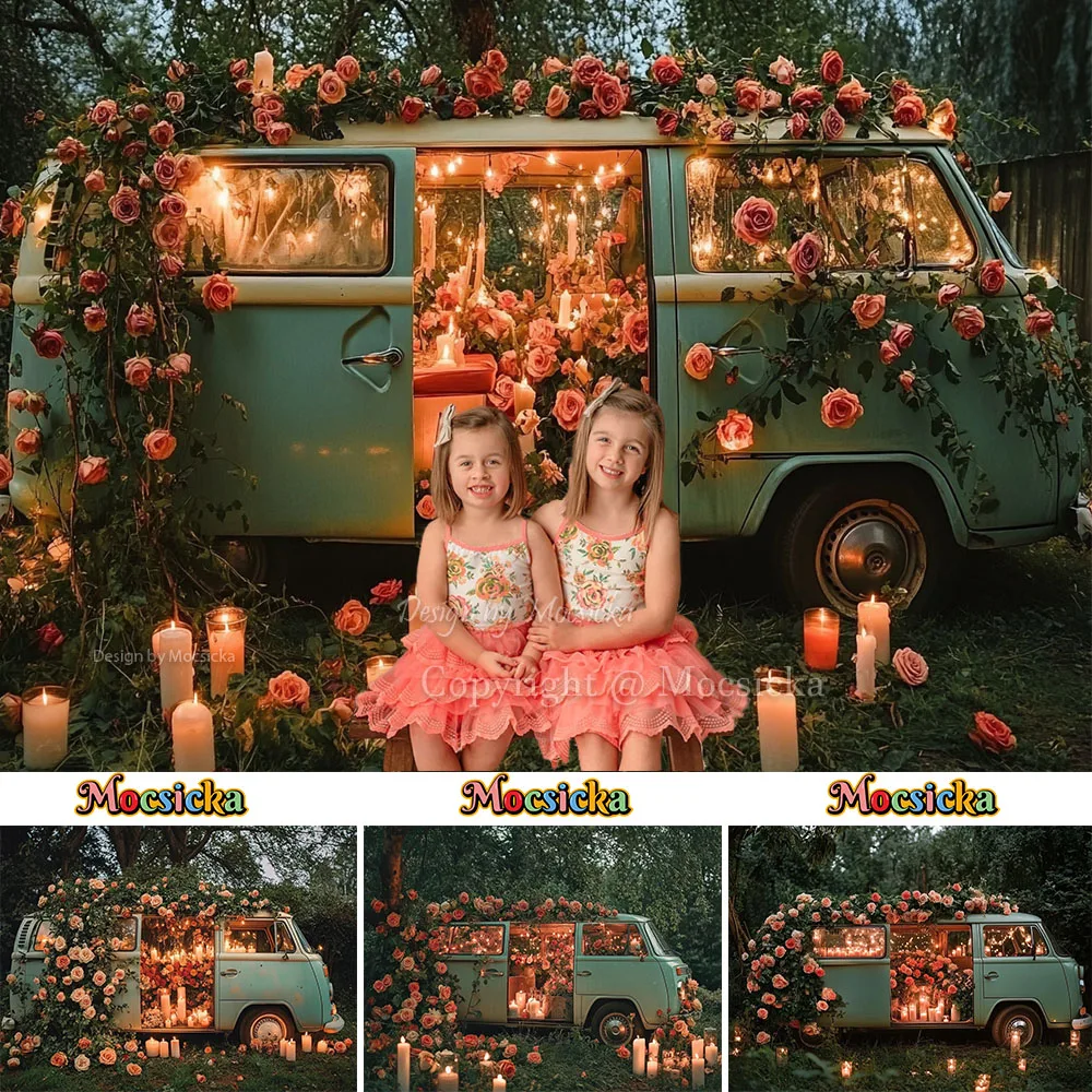 

Mocsicka Valentine's Day Background Photography Vintage Float Candle Forest Backdrop Decor Girl Spring Birthday Photo Studio