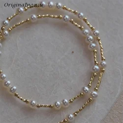 Real 14K Gold Filled 5MM Pearl Necklace Handmade Gold Beads Jewelry High Quality Pendants Tarnish Resistant Necklace for Women
