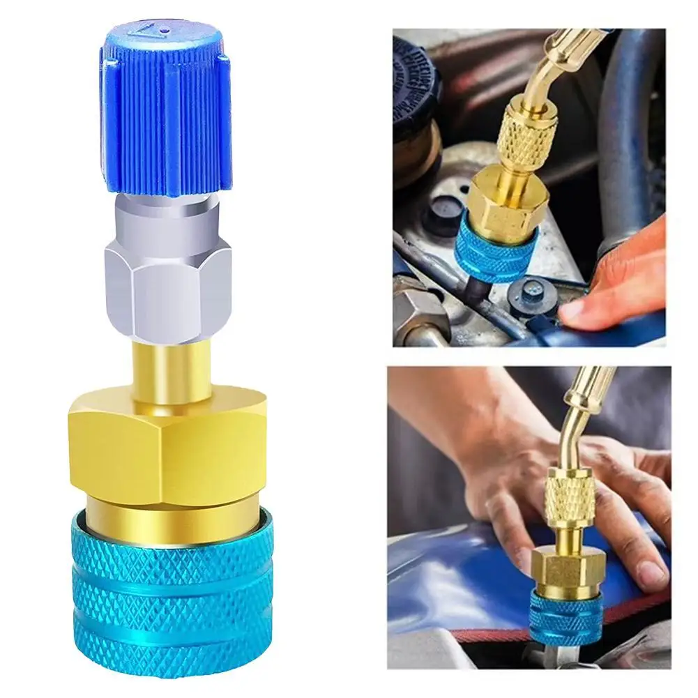 Adaptadores de latón de acoplamiento rápido de lado bajo R1234yf a R134A, conector de líquido fluorado refrigerante A/C para aire acondicionado de coche