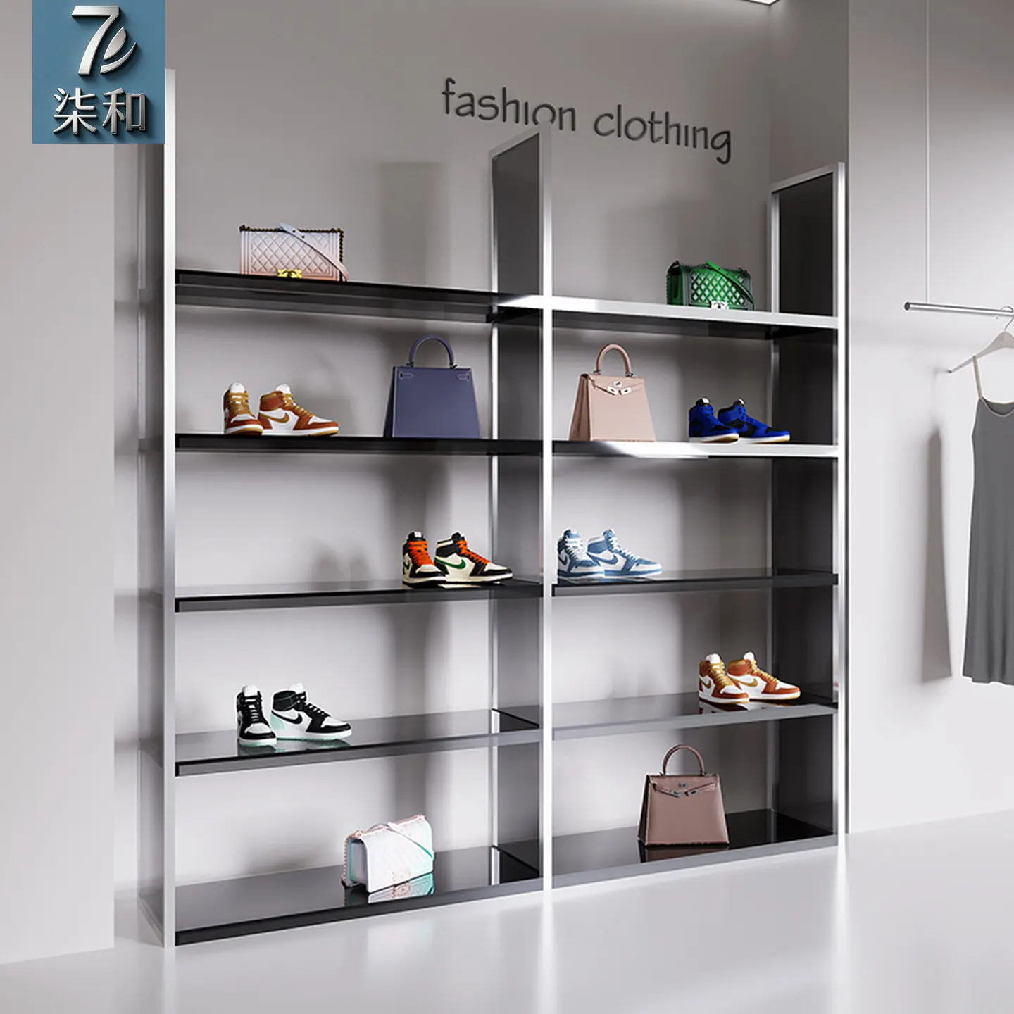 Shoe store shoe rack rack garment store shoe bag display rack stainless steel display cabinet multi-functional floor-standing