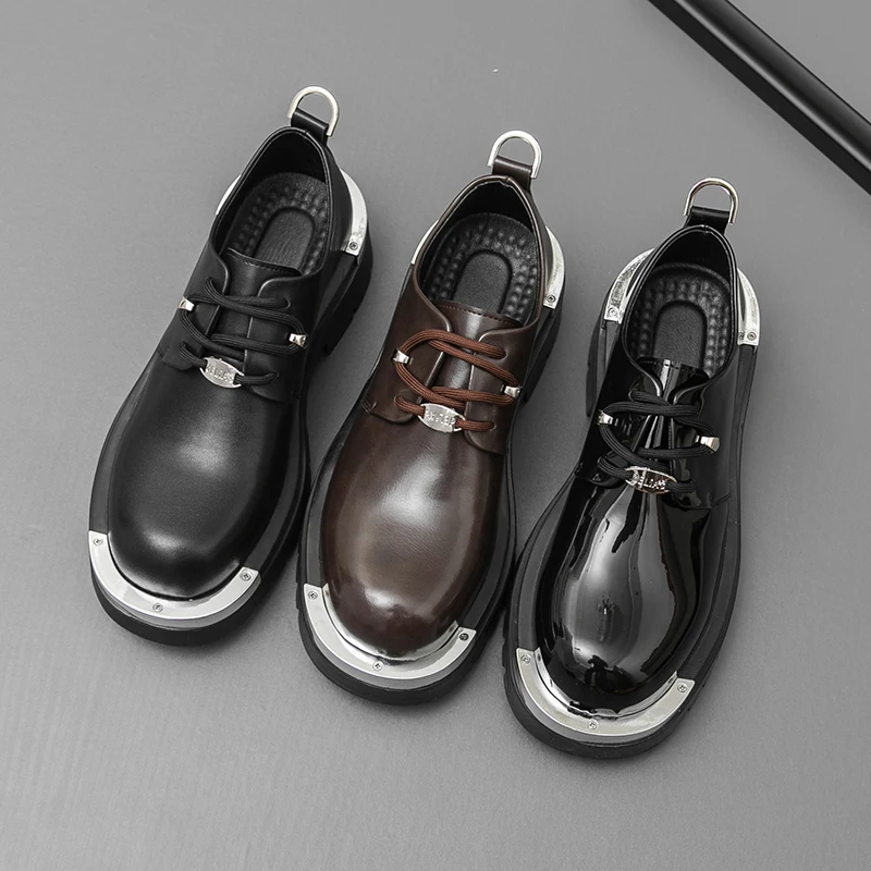 

Men Business Derby Shoes British Casual Comfortable Thick-soled Durable Fashionable Large-head Leather Shoes Gentleman Shoes Men