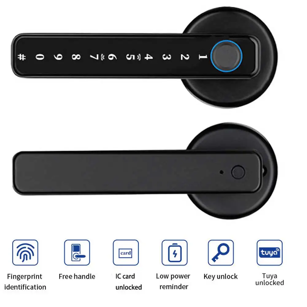 Fingerprint Door Lock with Password Handle Lock with Touch Button Digital Electronic Lock For Tuya For Hotel Apartment Office