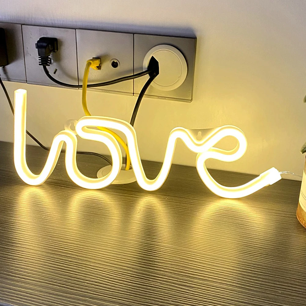 

Love LED Neon Lights Shape Night Light Sign Lamp Battery USB Double Powered Nightlight for Indoor Christmas Wedding Birthday