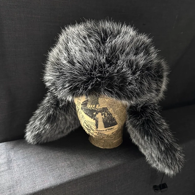 Unisex Winter Trapper Hat， Imitation Fox Fur Cold Proof Keep Warm Hat with Ear Flaps