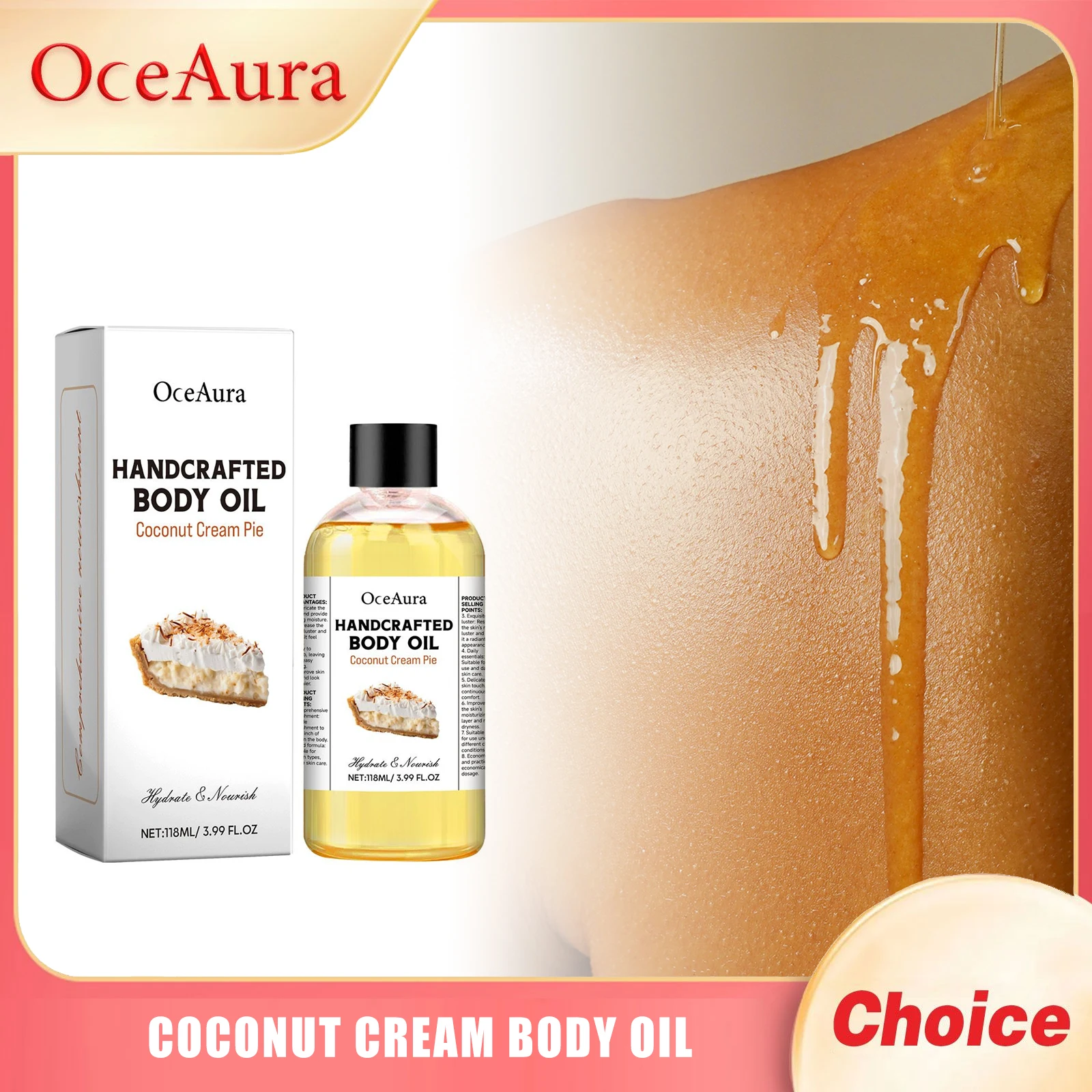 

OCEAURA Coconut Cream Body Oil Improve Dullness Relieve Dryness Relieve Roughness Brighten Epidermis Firm Skin Body Soothing Oil