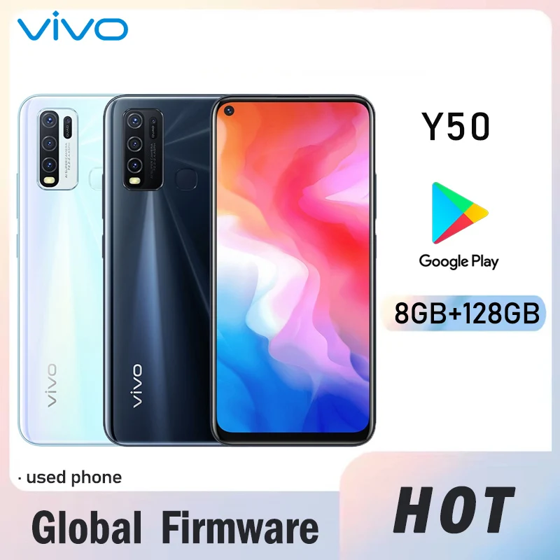 هاتف ذكي VIVO Y50 Global Firmware 4G 5000mAh 16.0MP Snapdragon 665 ثماني النواة 6.53 بوصة في حالة جيدة هاتف مستعمل #1