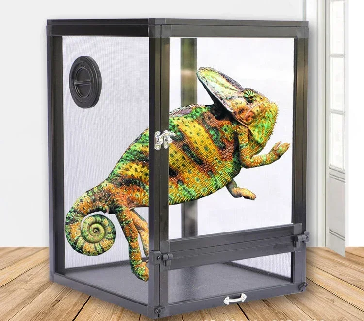 Foldable Mesh Reptile Cage, Vertical Mesh Terrarium with Collapsible Net Side Panels,Front Opening Reptile Mesh Cage