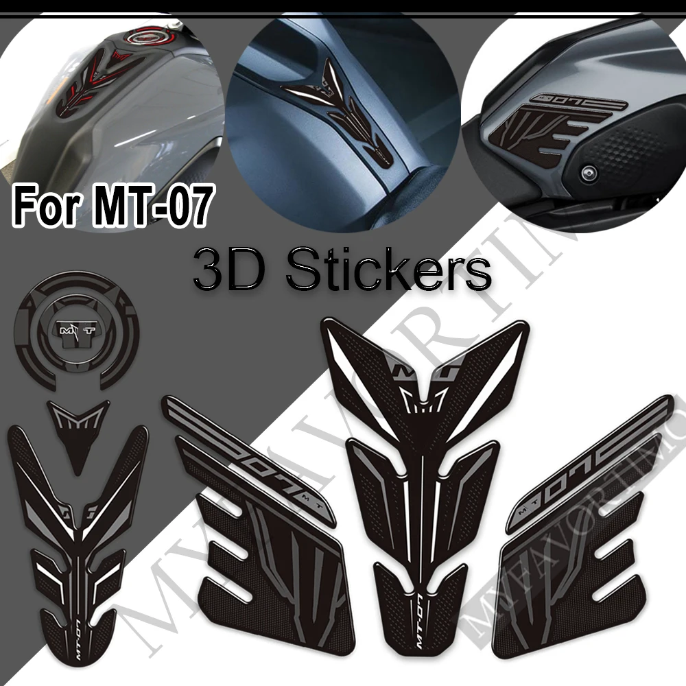 For Yamaha MT-07 MT07 MT-07 SP 3D Motorcycle Tank Grips Pads Knee Guard Protector Anti-Slip Epoxy Resin Decals Kit 2021 2022