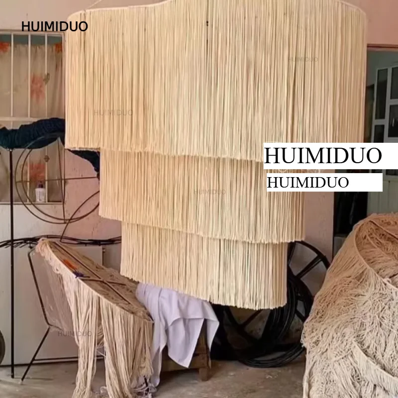 Large Macrame Wall Installation Handmade Layered Tassel Modern Boho Large Fiber Art Wall Decor for Hotel Lobby Interior