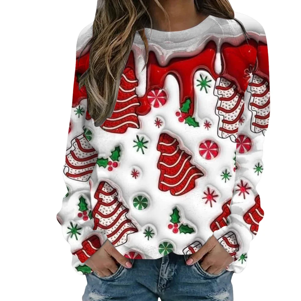 Felpe natalizie Fiore floreale Stampa 3D Donna Autunno Moda Felpe Streetwear Y2k Pullover Harajuku Top Abbigliamento donna