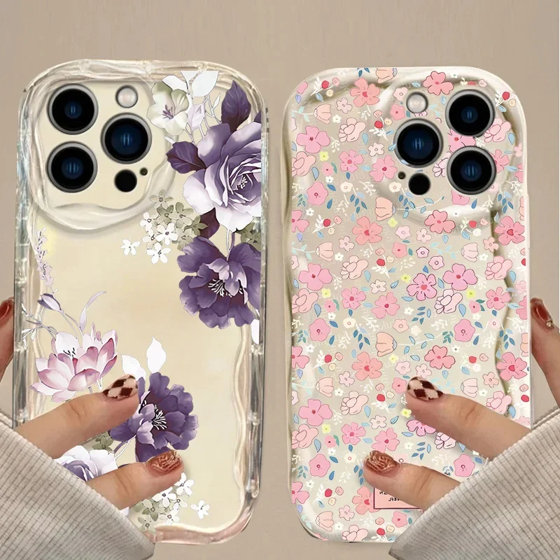 INS Vintage Rose Lotus Floral Case For OPPO Reno 15 15F 13F 12F 11F 14F 8 11 12 13 14 Pro 5G Reno 7 4G 5 6 Lite Shockproof Cover