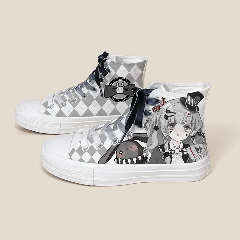 Amy and Michael Original Design Kawaii Girls Students Hand Painted Canvas Shoes Fashion Anime Woman Vulcanize Shoes High Tops